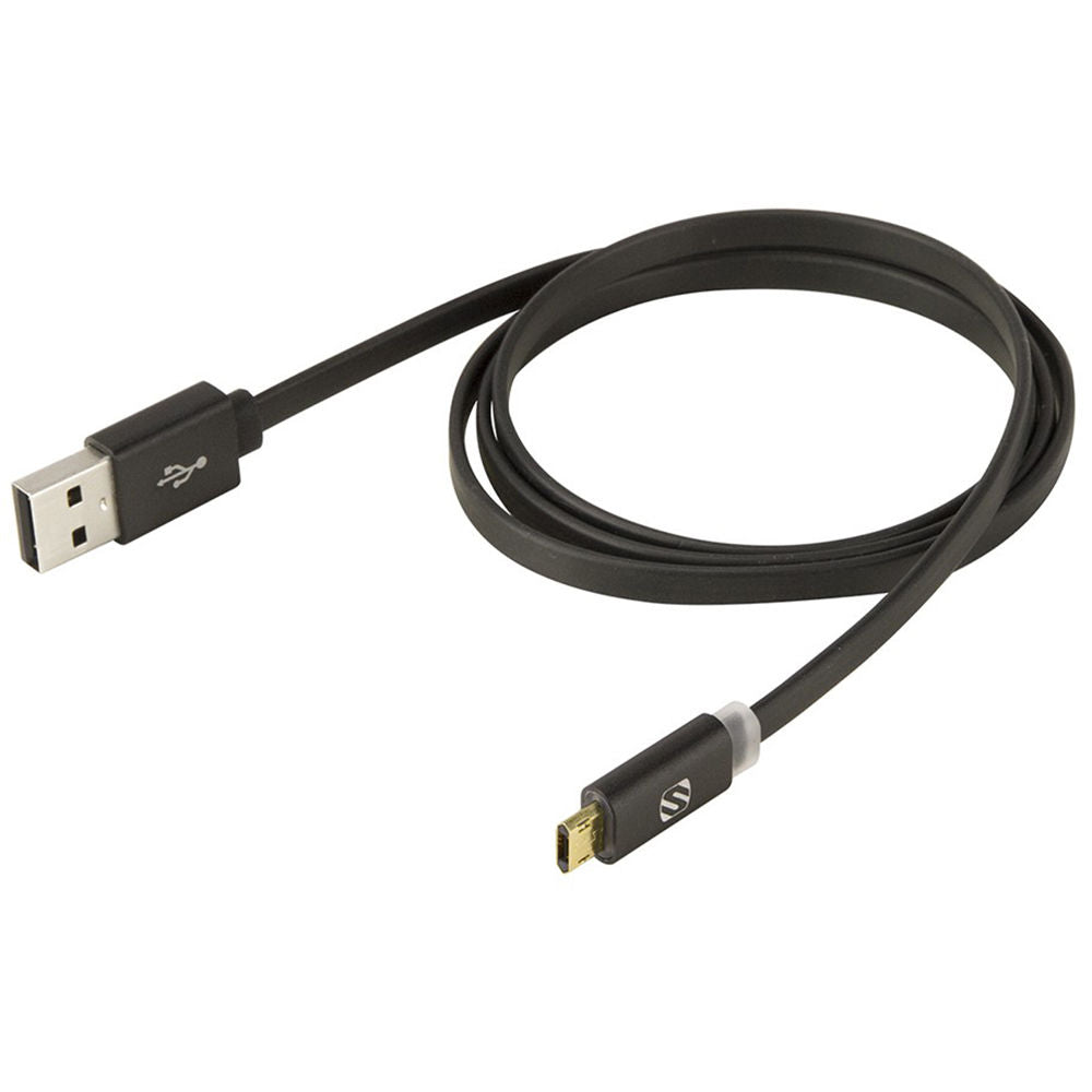 FlatOut LED 0.9m Charge & Sync Cable with LED Indicator for Micro USB devices - Black