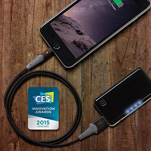 StrikeLine LED 0.9m Rugged Charge & Sync Cable for Lightning Devices - Black