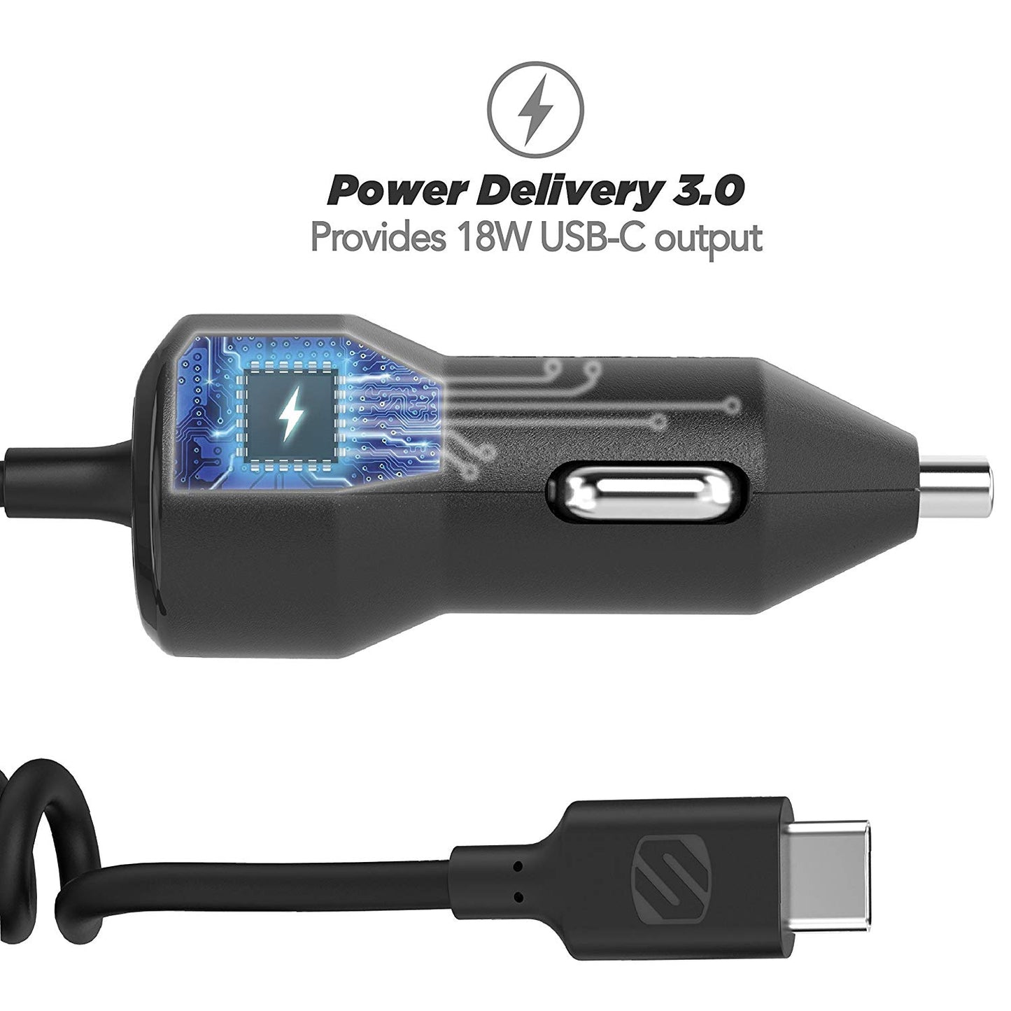 PowerVolt Delivery 3.0 USB-C Cable Car Charger