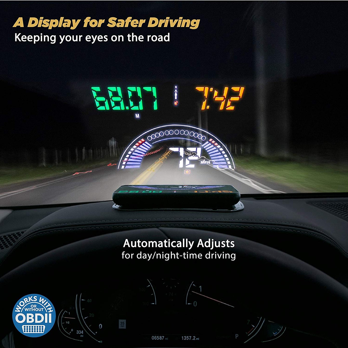 5.8" OBD GPS Combo Heads Up Display
