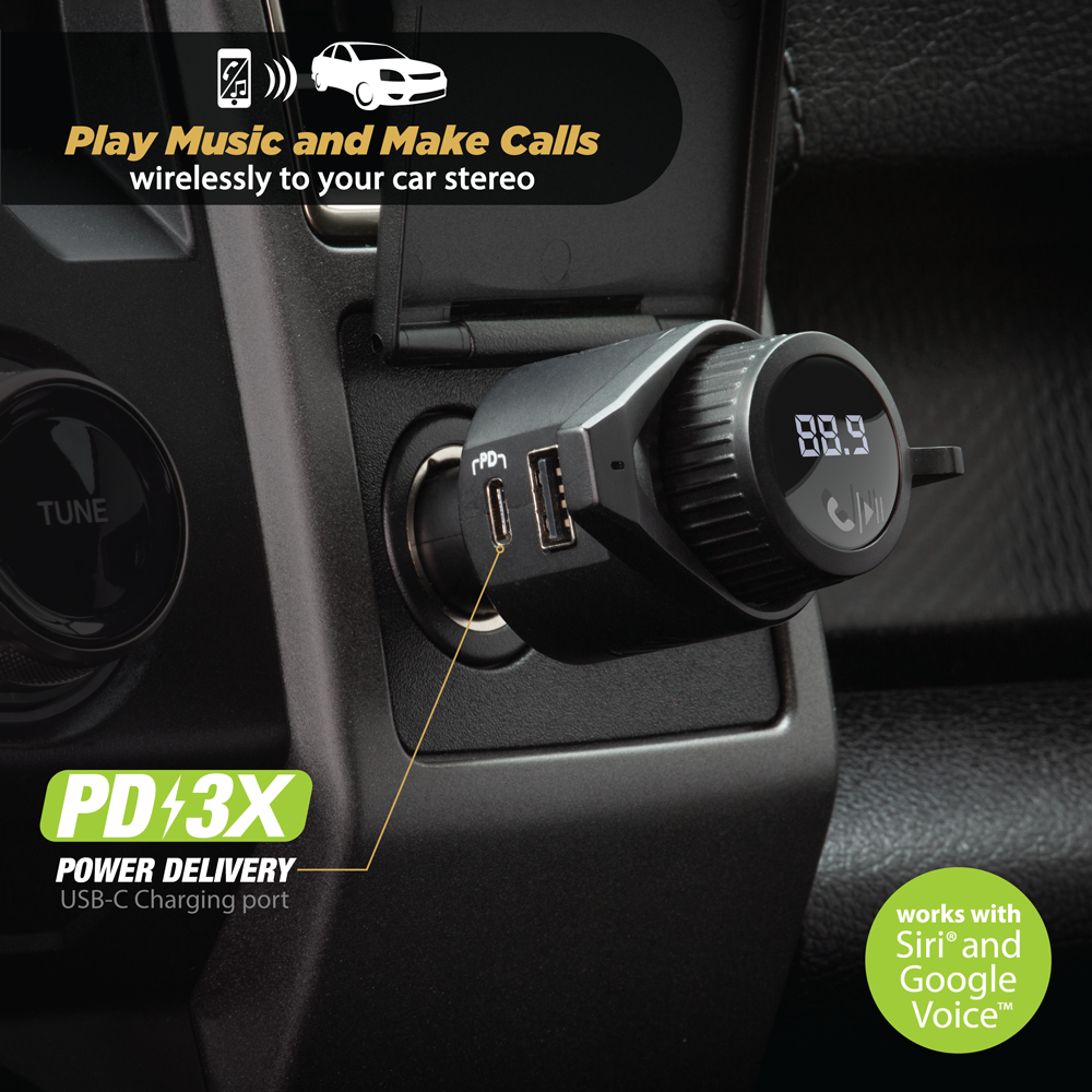 BTFreq™ Bluetooth FM Transmitter with Power Delivery