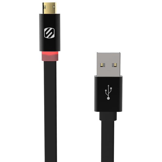 FlatOut LED 0.9m Charge & Sync Cable with LED Indicator for Micro USB devices - Black