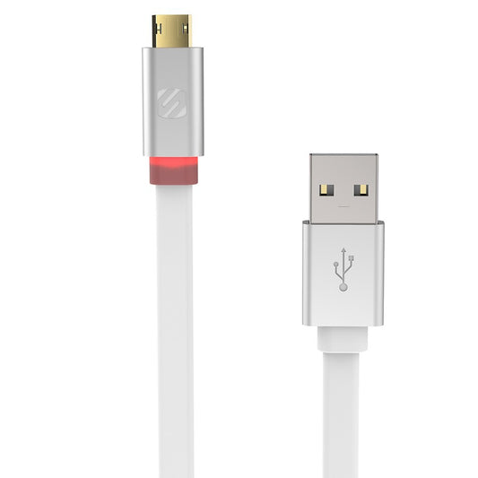 FlatOut LED 0.9m Charge & Sync Cable with LED Indicator for Micro USB devices - White