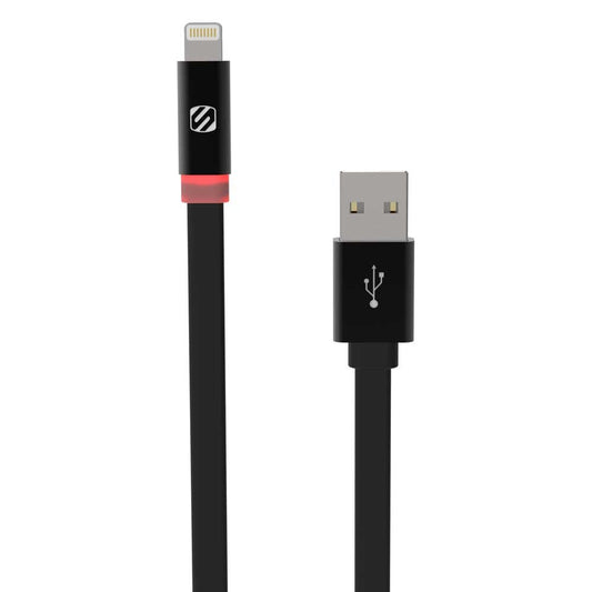 FlatOut LED 0.9m Charge & Sync Cable with LED Indicator for Lightning devices - Black