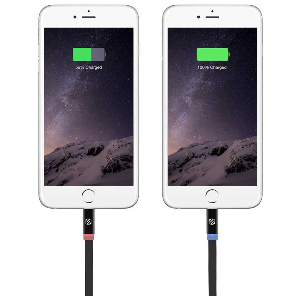 FlatOut LED 0.9m Charge & Sync Cable with LED Indicator for Lightning devices - Black